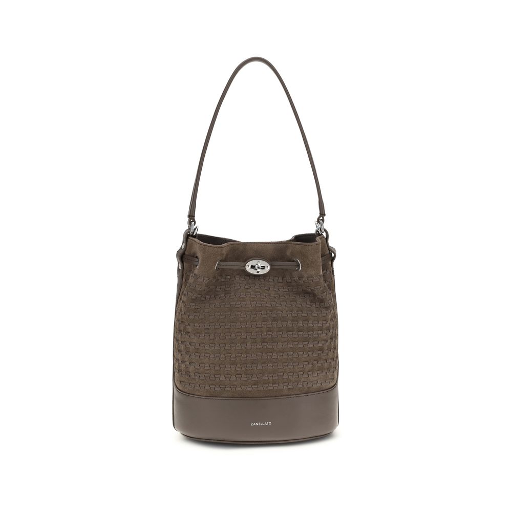 Zanellato Brown Calf Leather Mondà Bucket Bag