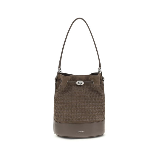 Zanellato Brown Calf Leather Mondà Bucket Bag