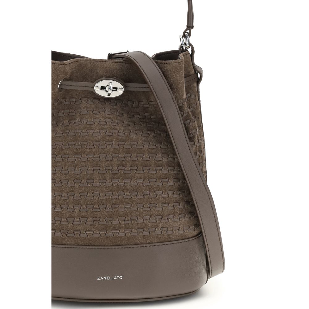 Zanellato Brown Calf Leather Mondà Bucket Bag