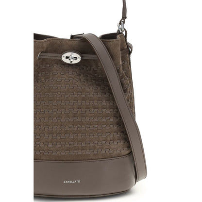 Zanellato Brown Calf Leather Mondà Bucket Bag