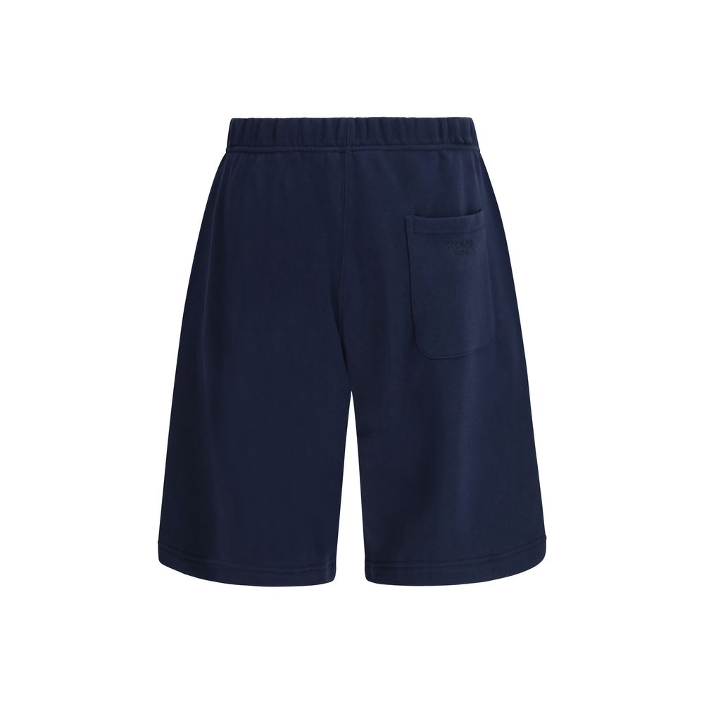 Kenzo Blue Cotton Bermuda Shorts - Boke Flower Design
