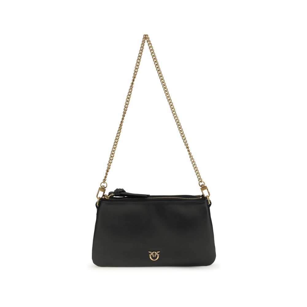 PINKO Black Calf Leather Double Mini Cross-Body Bag