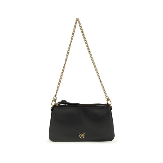 PINKO Black Calf Leather Double Mini Cross-Body Bag