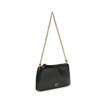 PINKO Black Calf Leather Double Mini Cross-Body Bag