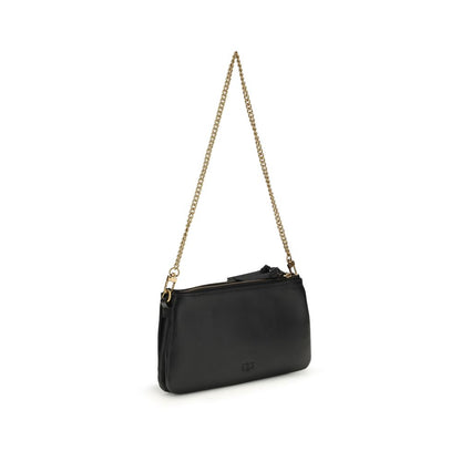 PINKO Black Calf Leather Double Mini Cross-Body Bag
