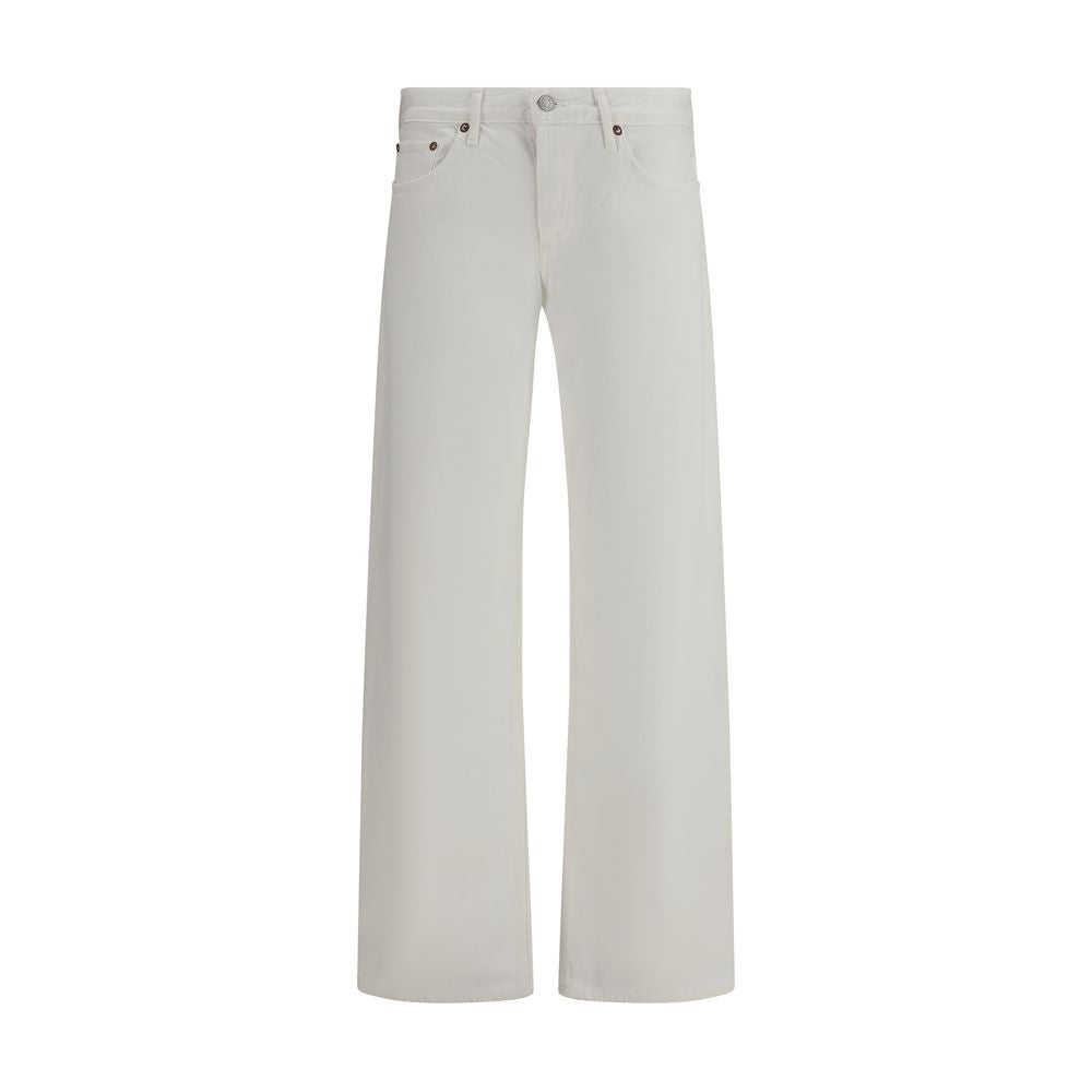 Agolde White Wide Leg Cotton Jeans
