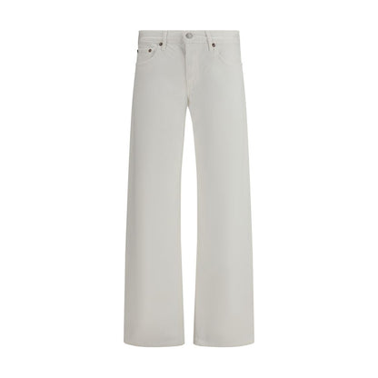 Agolde White Wide Leg Cotton Jeans