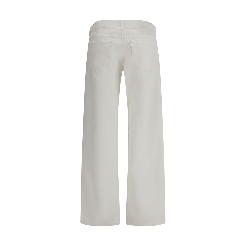 Agolde White Wide Leg Cotton Jeans