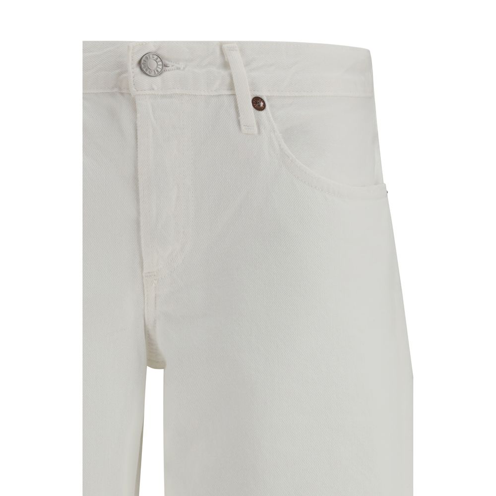 Agolde White Wide Leg Cotton Jeans