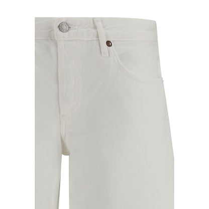 Agolde White Wide Leg Cotton Jeans