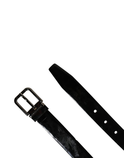 Dolce & Gabbana Men Black Classic Leather Metal Buckle Belt