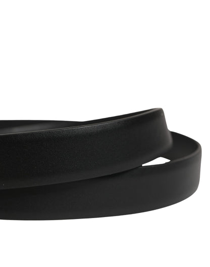 Dolce & Gabbana Men Black Classic Leather Metal Buckle Belt