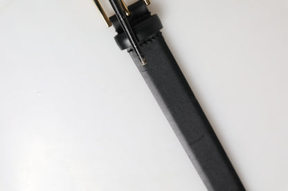 Dolce & Gabbana Men Black Classic Leather Metal Buckle Belt