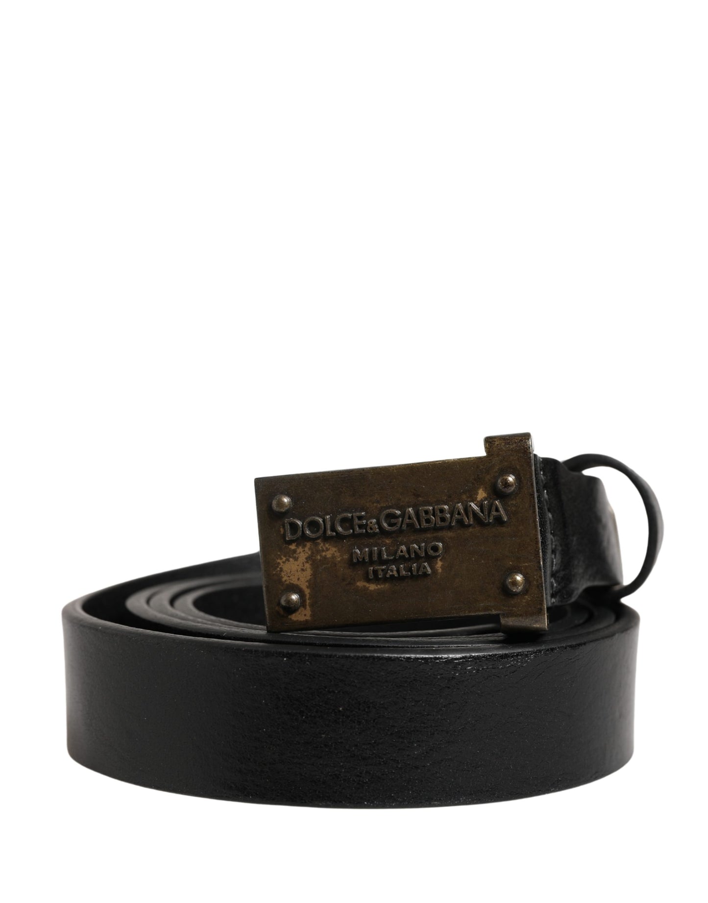 Dolce & Gabbana Men Black Classic Leather Logo Buckle Belt