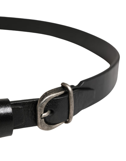 Dolce & Gabbana Men Black Classic Leather Logo Buckle Belt