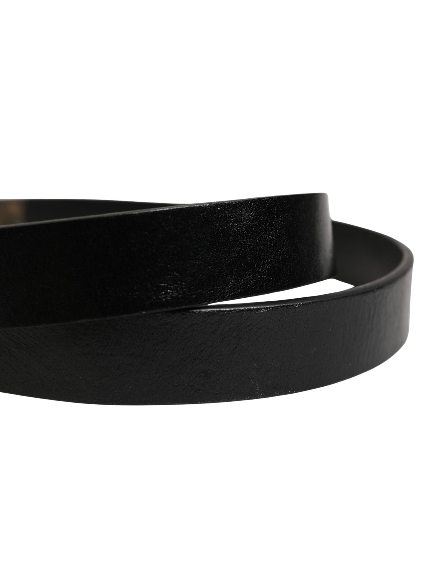 Dolce & Gabbana Men Black Classic Leather Logo Buckle Belt