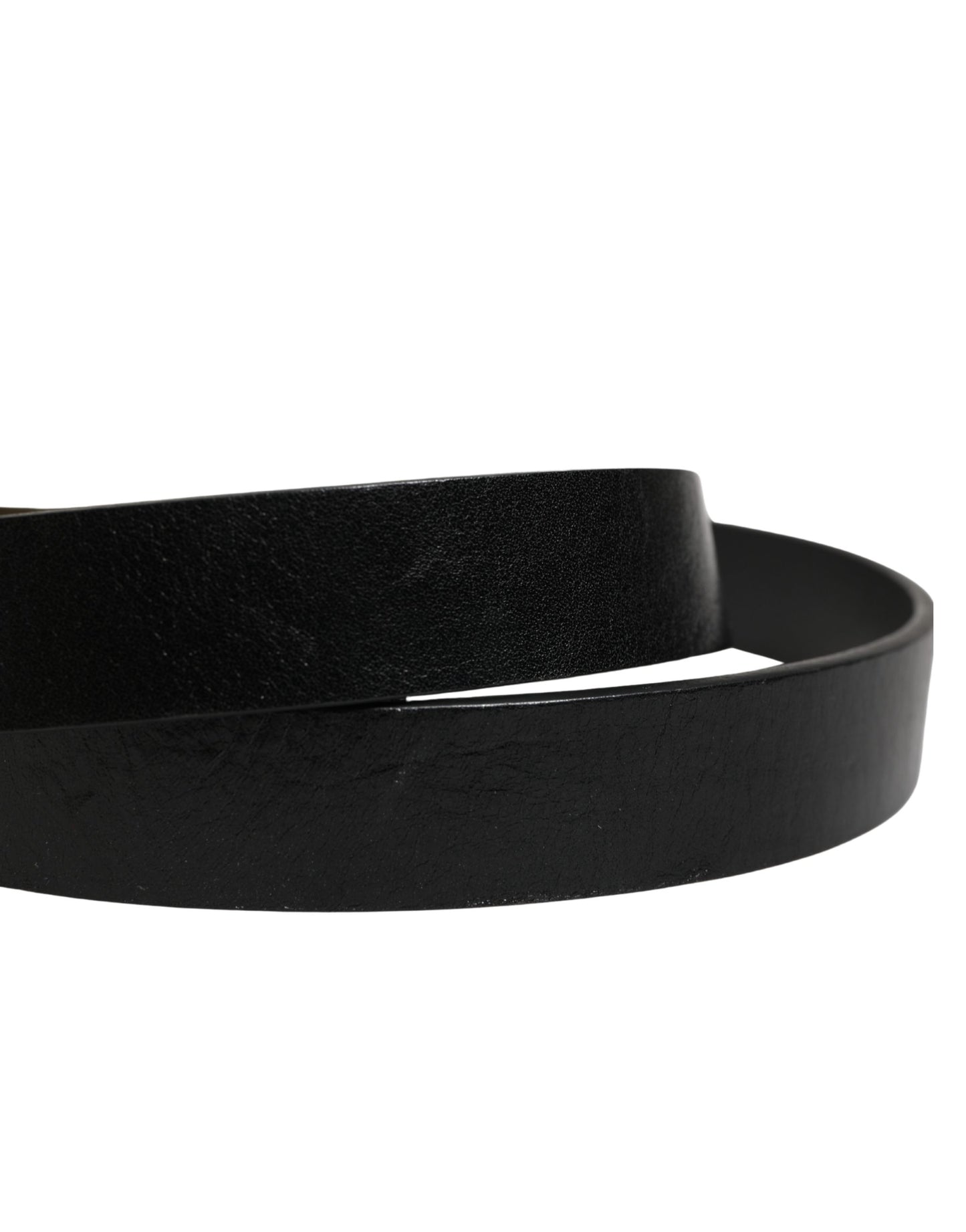 Dolce & Gabbana Men's Black Classic Leather Logo Buckle Belt