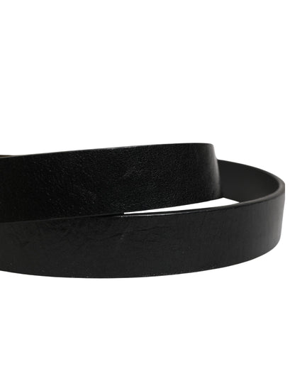 Dolce & Gabbana Men's Black Classic Leather Logo Buckle Belt