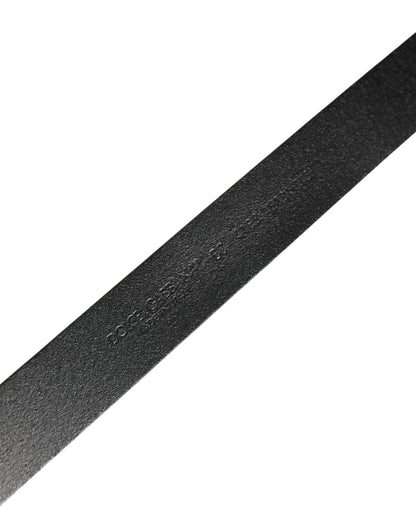 Dolce & Gabbana Men's Black Classic Leather Logo Buckle Belt