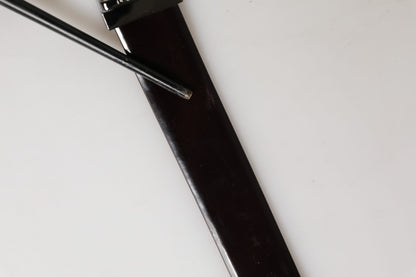 Dolce & Gabbana Black Double Strap Leather Silver Buckle Belt