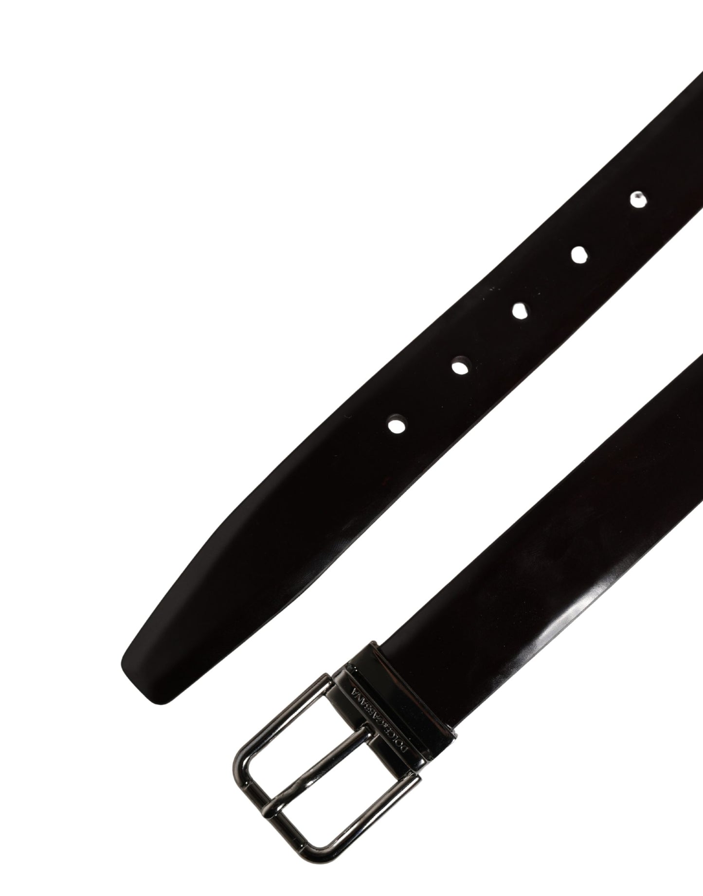 Dolce & Gabbana Men Black Calfskin Leather Metal Buckle Belt