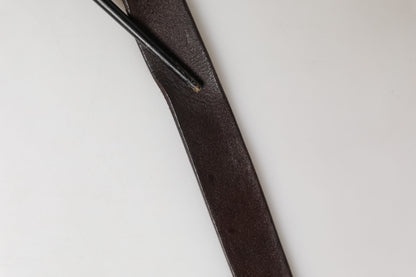 Dolce & Gabbana Men Brown Calf Leather Logo Metal Buckle Belt