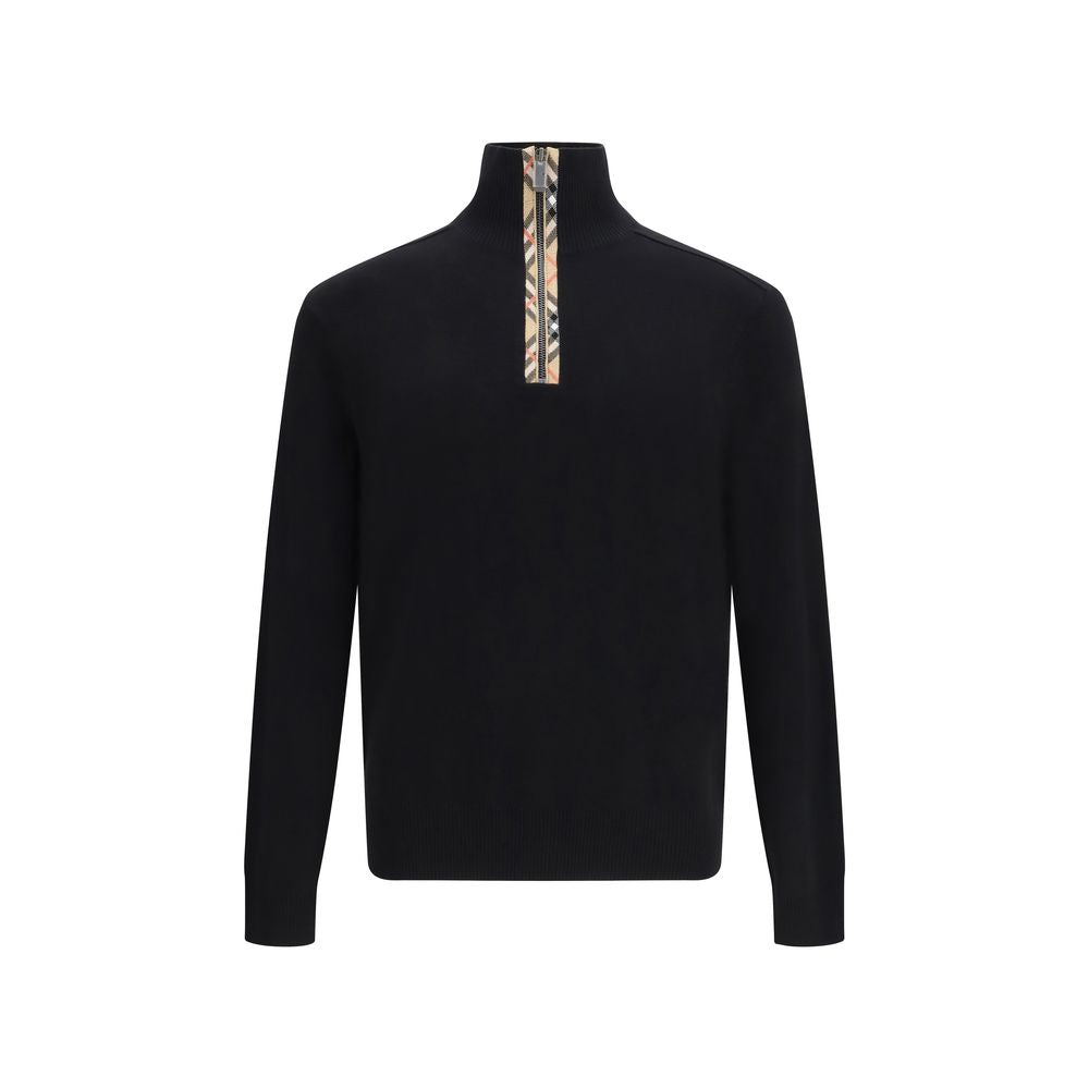 Burberry Black Wool Sweatshirt – Check Design