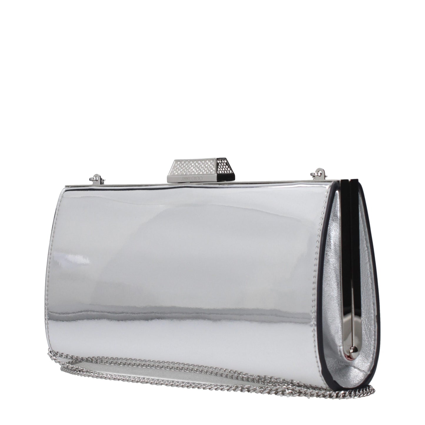 Jimmy Choo Gray Leather Clutch Bag - Elevate Your Evening Elegance