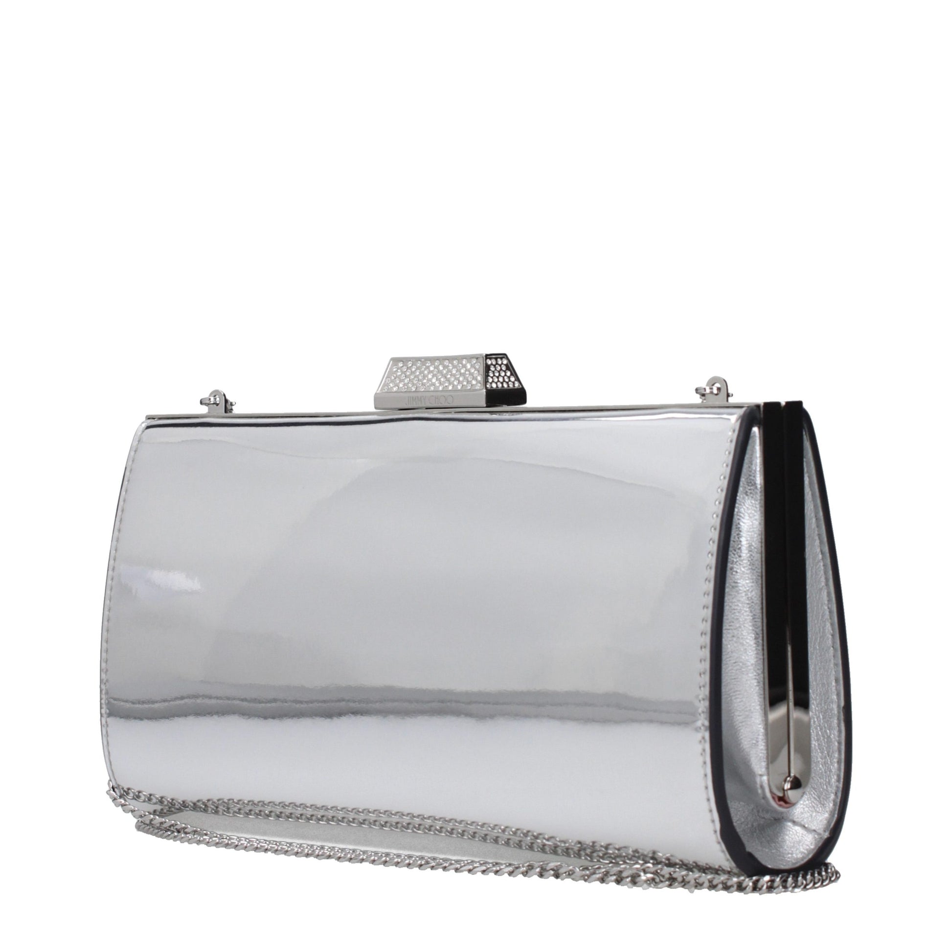 Jimmy Choo Gray Leather Clutch Bag - Elevate Your Evening Elegance