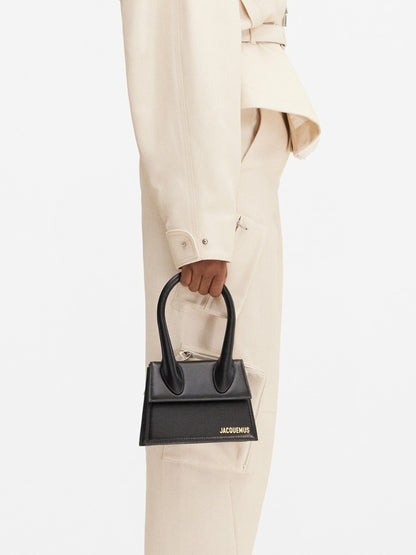 Jacquemus Black Leather Le Chiquito Moyen Medium Bag