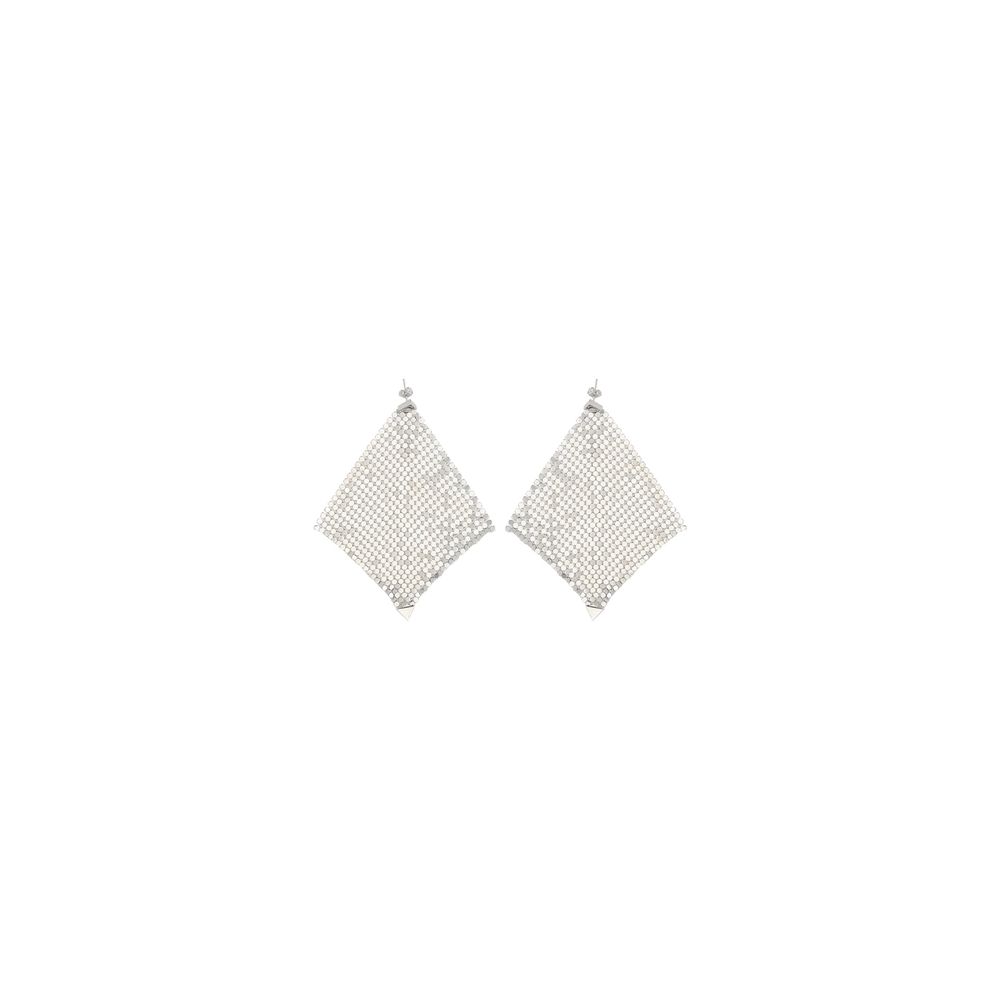 Rabanne Silver Brass Earrings - Pixel Chainmail Design
