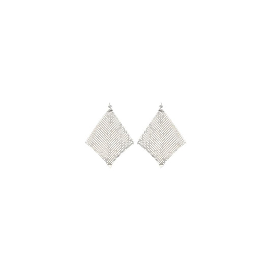 Rabanne Silver Brass Earrings - Pixel Chainmail Design