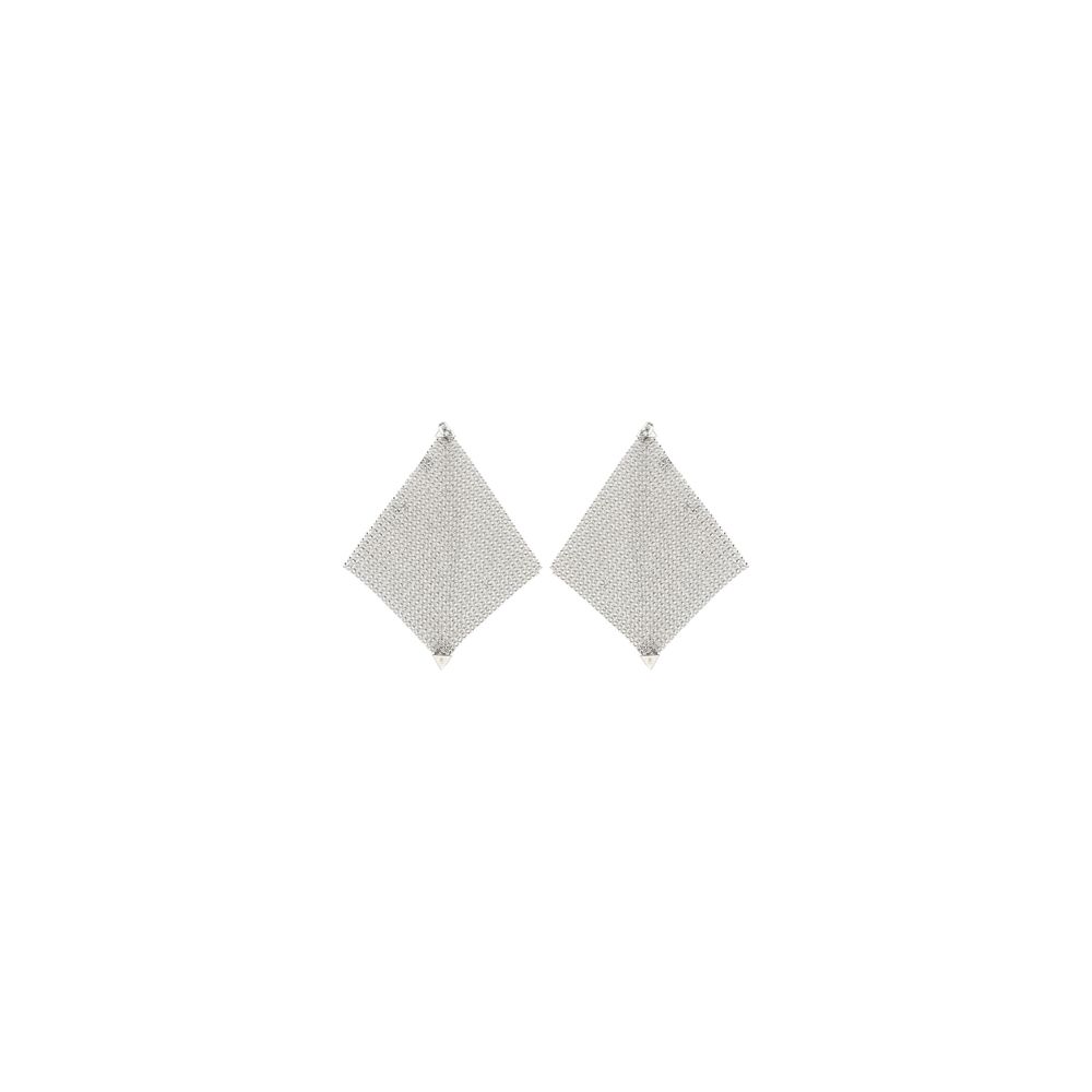 Rabanne Silver Brass Earrings - Pixel Chainmail Design