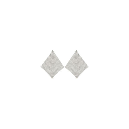 Rabanne Silver Brass Earrings - Pixel Chainmail Design