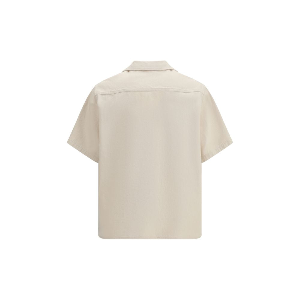 Valentino Beige Denim Shirt - Signature Vlogo Bowling Shirt