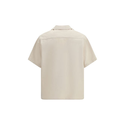 Valentino Beige Denim Shirt - Signature Vlogo Bowling Shirt