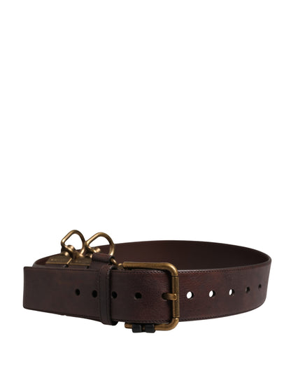 Dolce & Gabbana Men Brown Calfskin Leather Metal Buckle Belt