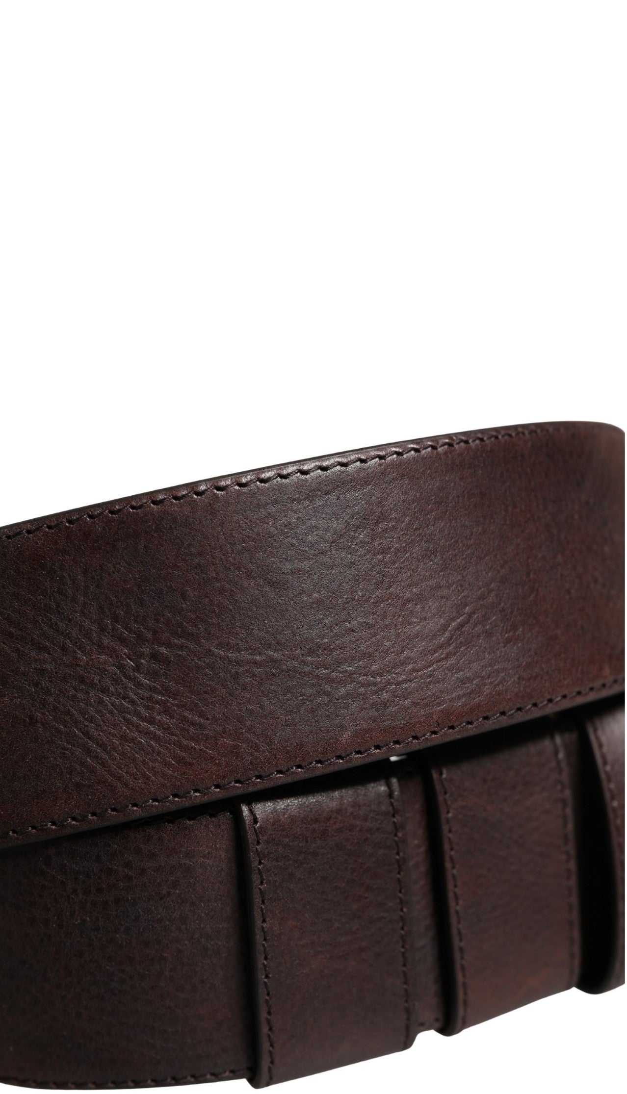 Dolce & Gabbana Men Brown Calfskin Leather Metal Buckle Belt