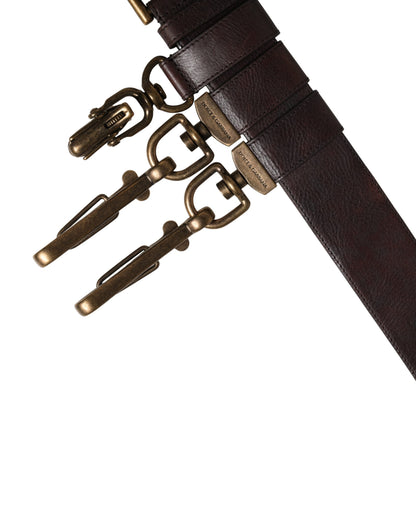 Dolce & Gabbana Men Brown Calfskin Leather Metal Buckle Belt