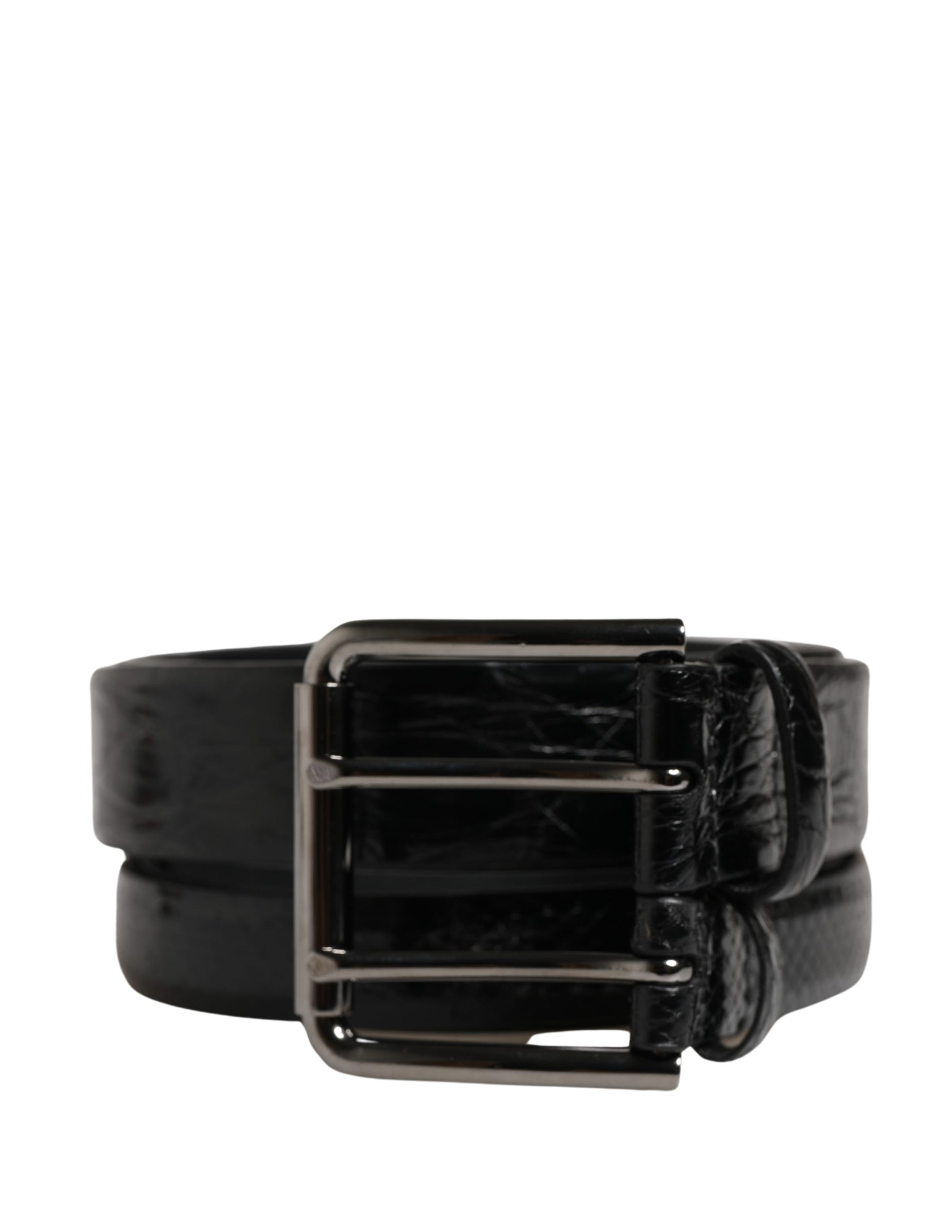 Dolce & Gabbana Men Black Exotic Leather Double Strap Belt