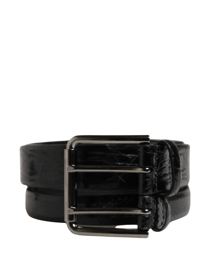 Dolce & Gabbana Men Black Exotic Leather Double Strap Belt