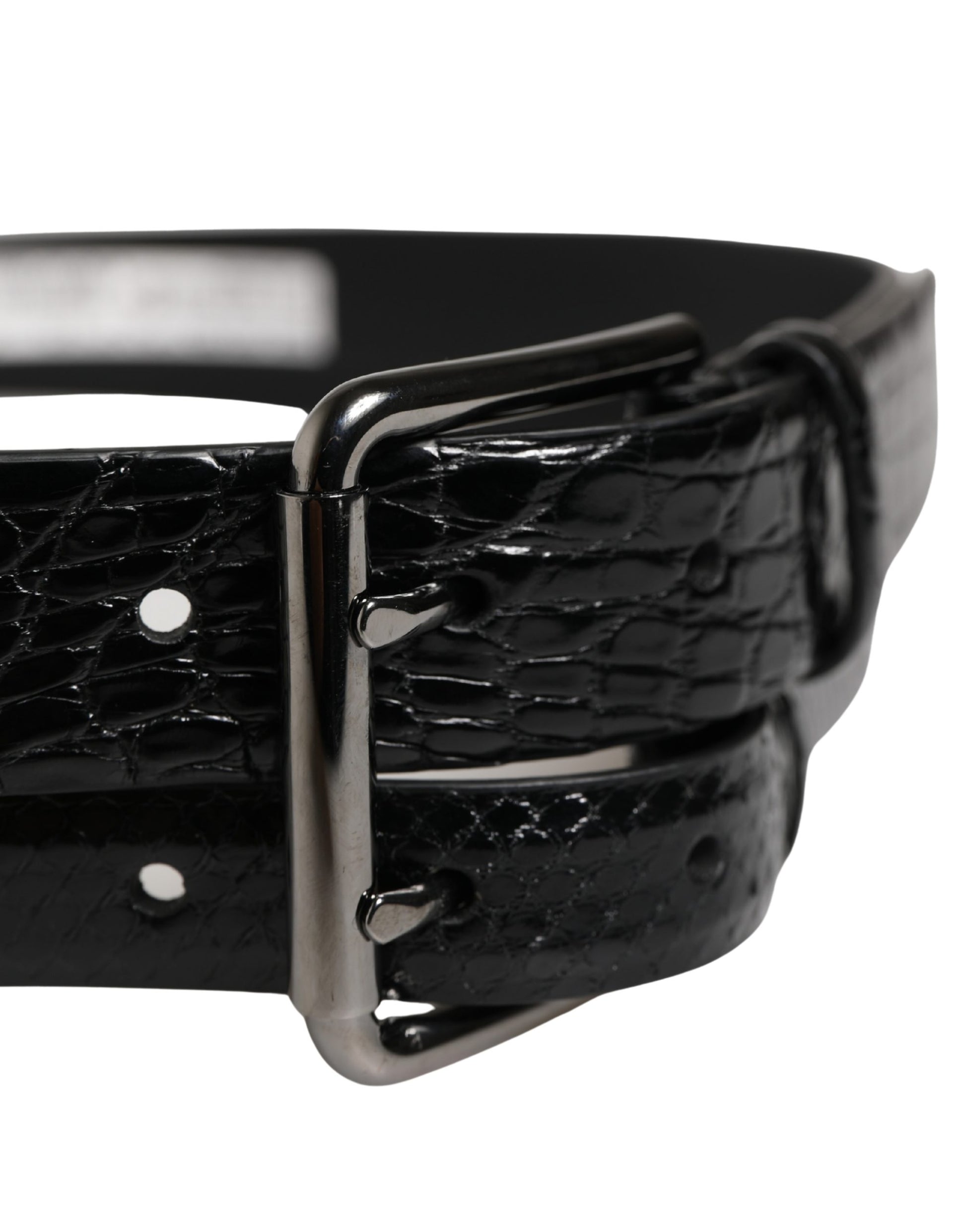 Dolce & Gabbana Men Black Exotic Leather Double Strap Belt