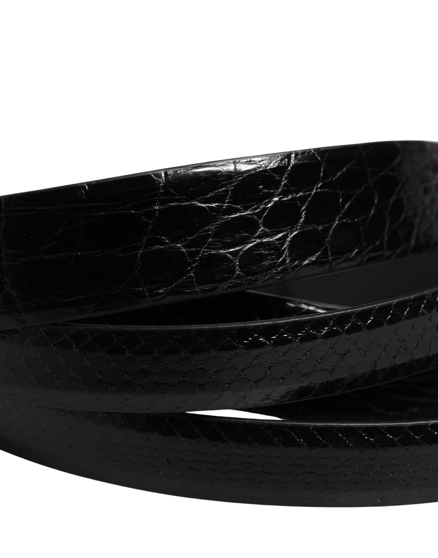 Dolce & Gabbana Men Black Exotic Leather Double Strap Belt