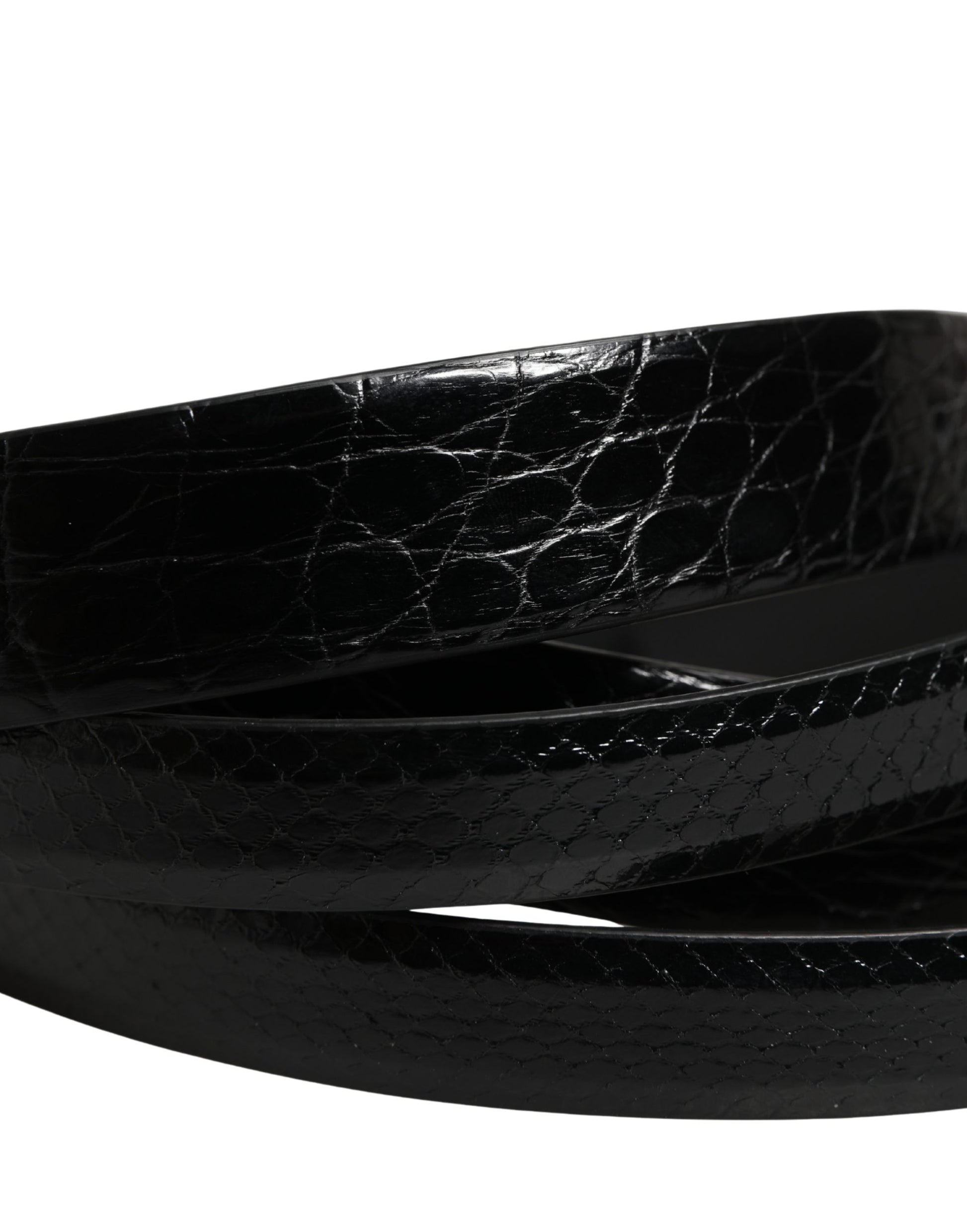 Dolce & Gabbana Men Black Exotic Leather Double Strap Belt