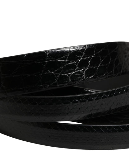Dolce & Gabbana Men Black Exotic Leather Double Strap Belt