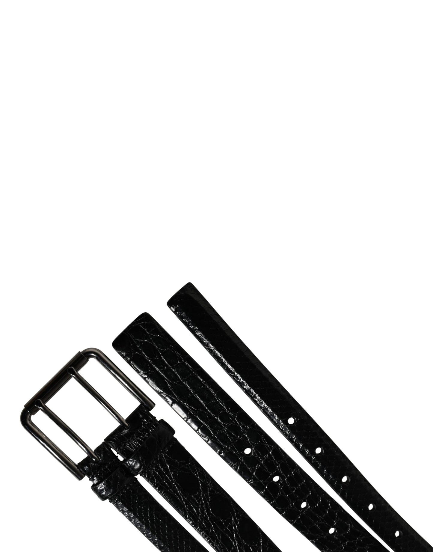 Dolce & Gabbana Men Black Exotic Leather Double Strap Belt