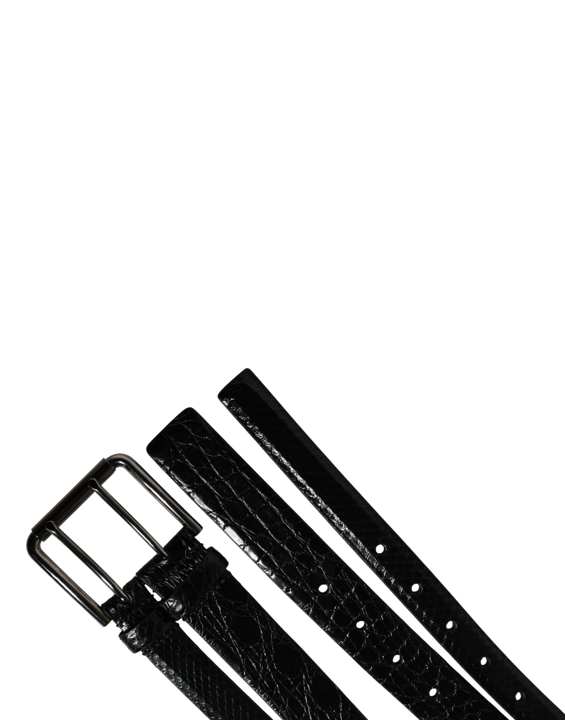 Dolce & Gabbana Men Black Exotic Leather Double Strap Belt