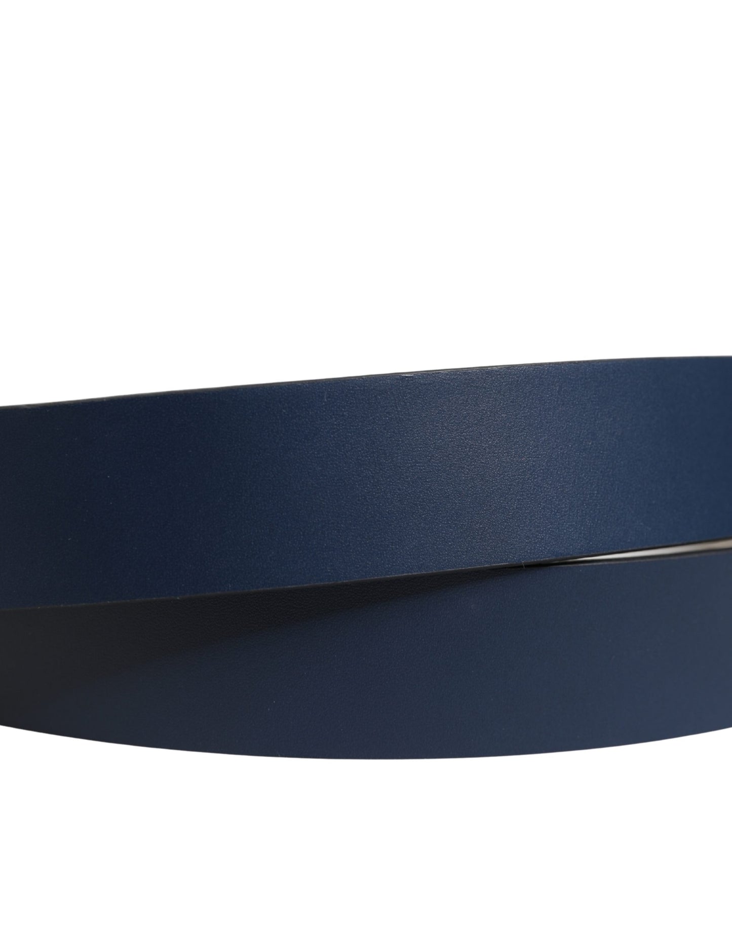 Dolce & Gabbana Blue Calfskin Leather Logo Metal Buckle Belt - check