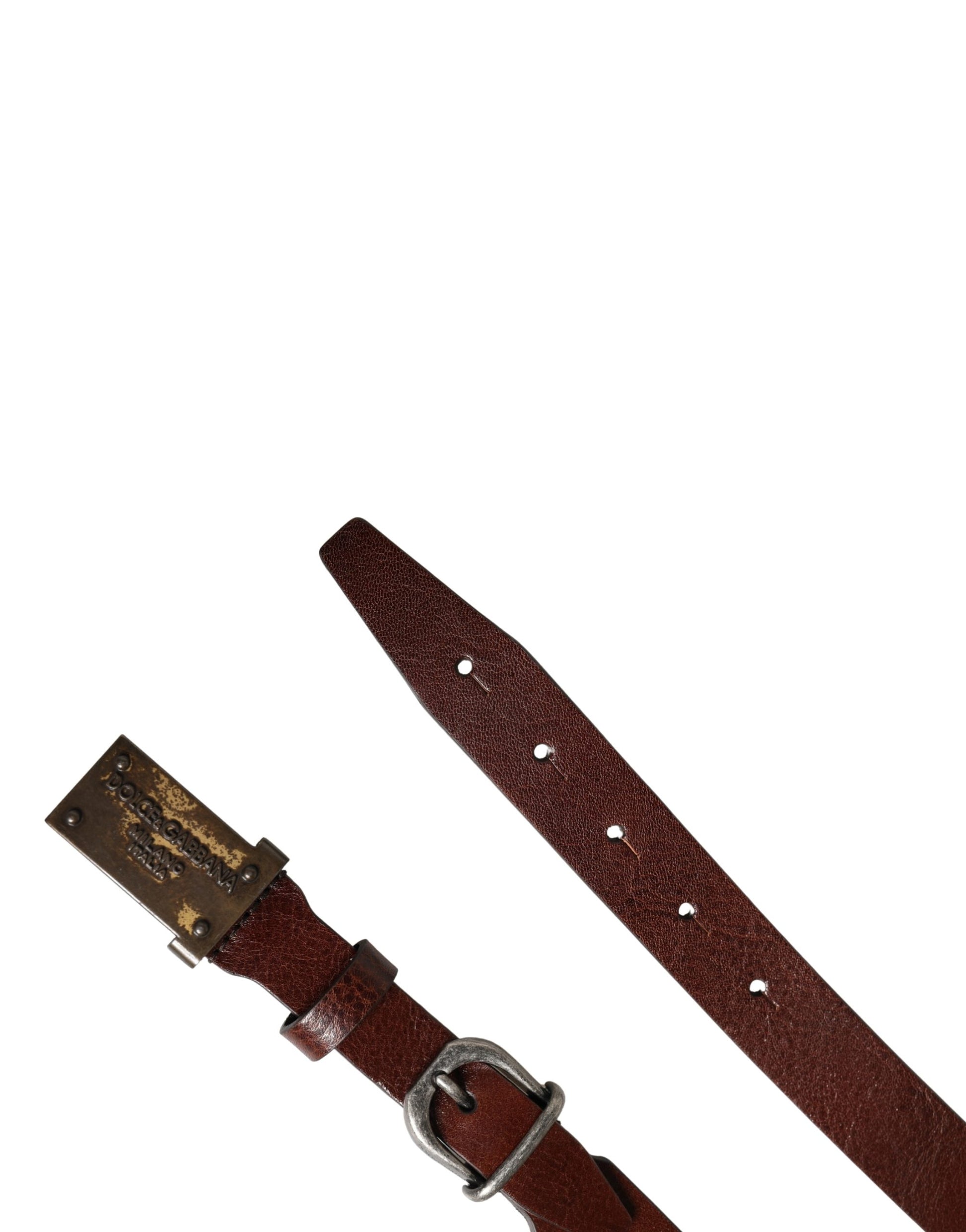 Dolce & Gabbana Men Brown Classic Leather Logo Buckle Belt