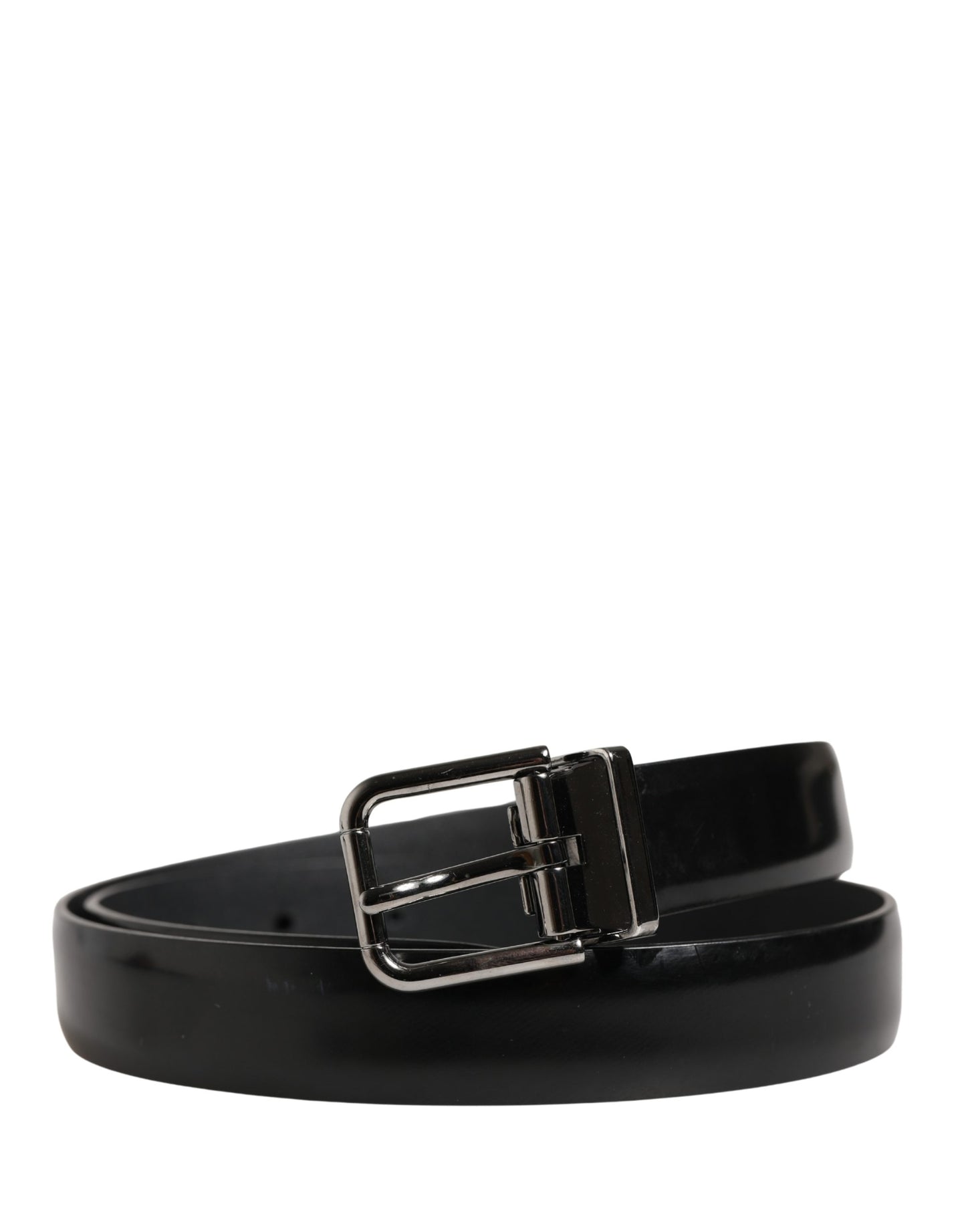 Dolce & Gabbana Men Black Leather Classic Metal Buckle Belt